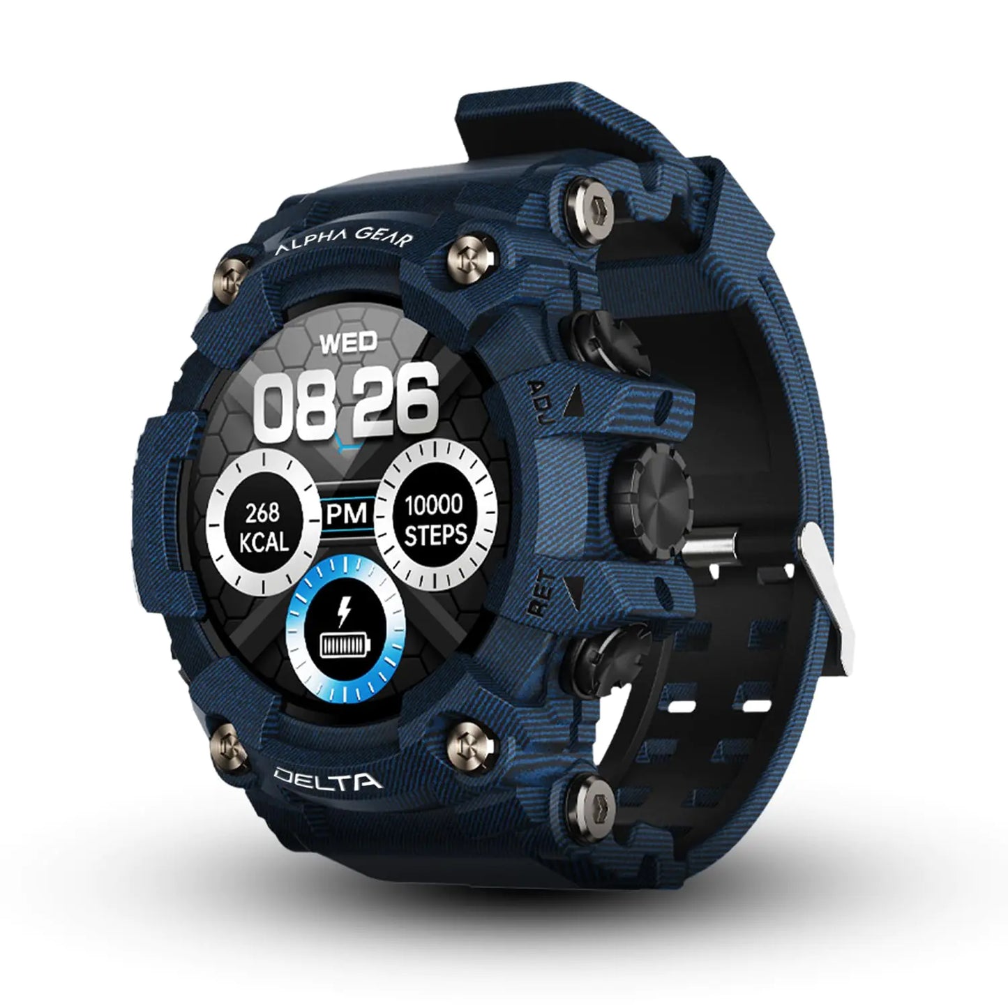 ALPHAGEAR Delta Military Smartwatch for Men with Sports Fitness Tracker, 1.45" HD Screen 14 Days Battery for iPhone and Android Phone (2xScreen Protector Included)