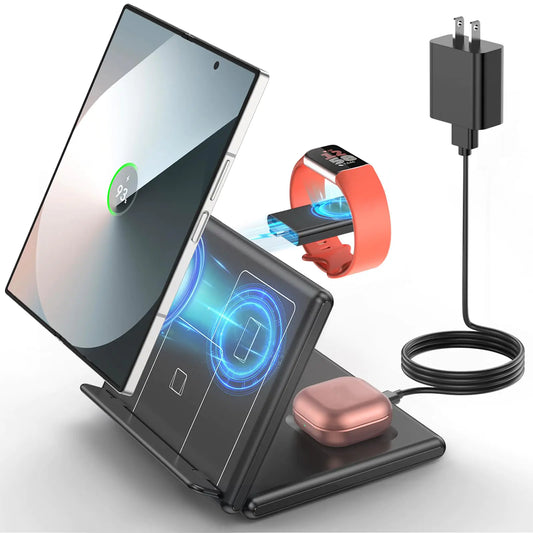 3 in 1 Foldable Wireless Charging Station for Samsung & Android